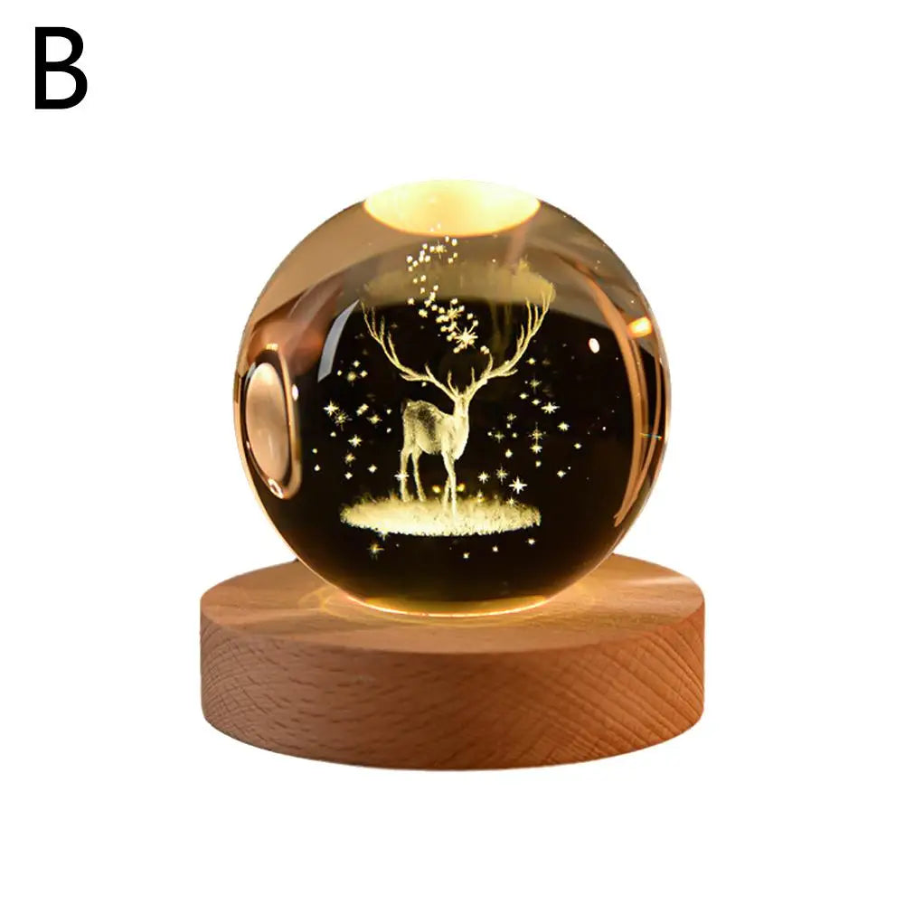 3D Crystal Moon Planet Galaxy Decor
