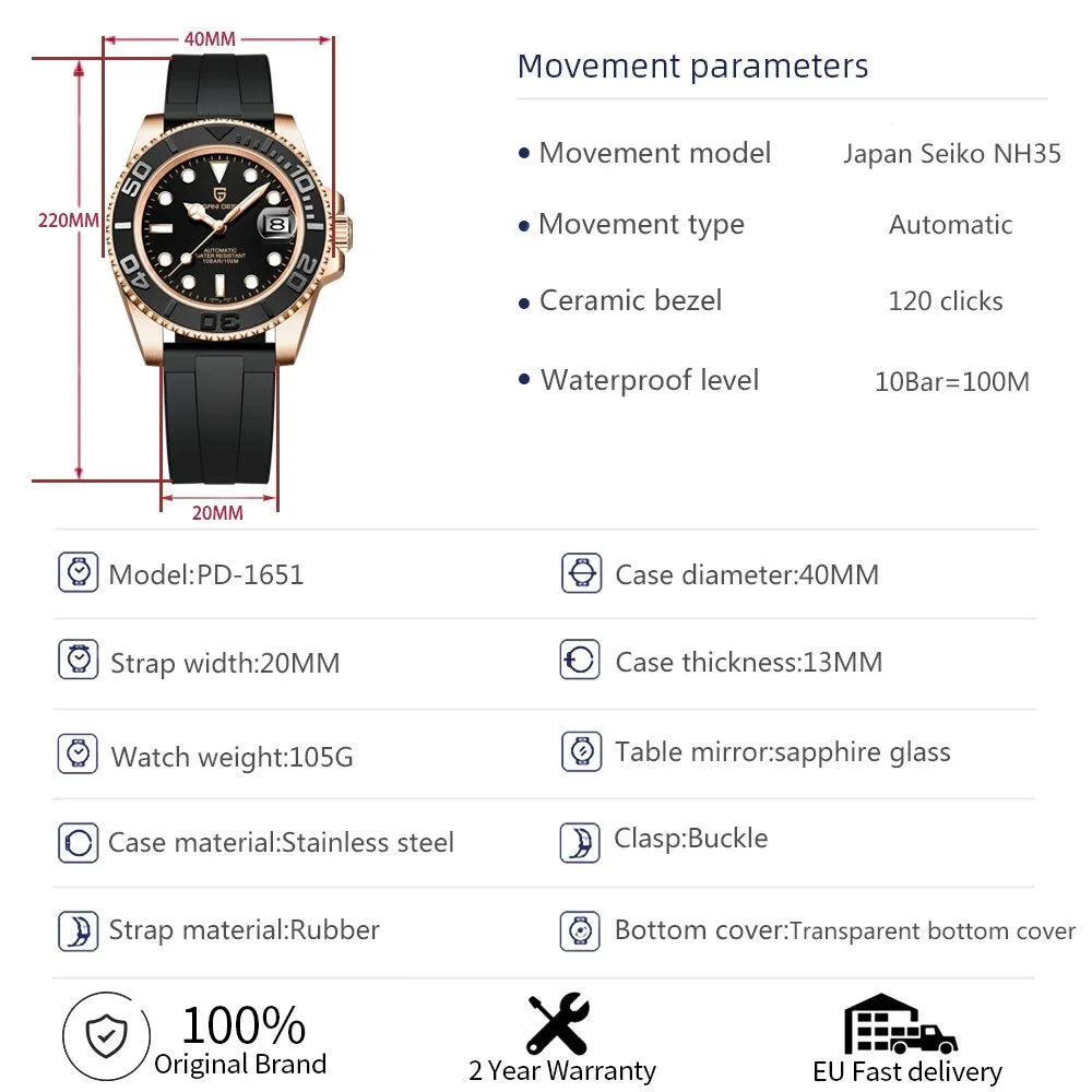 PAGANI DESIGN Sports Men Mechanical Wristwatch