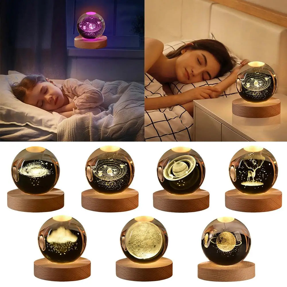 3D Crystal Moon Planet Galaxy Decor