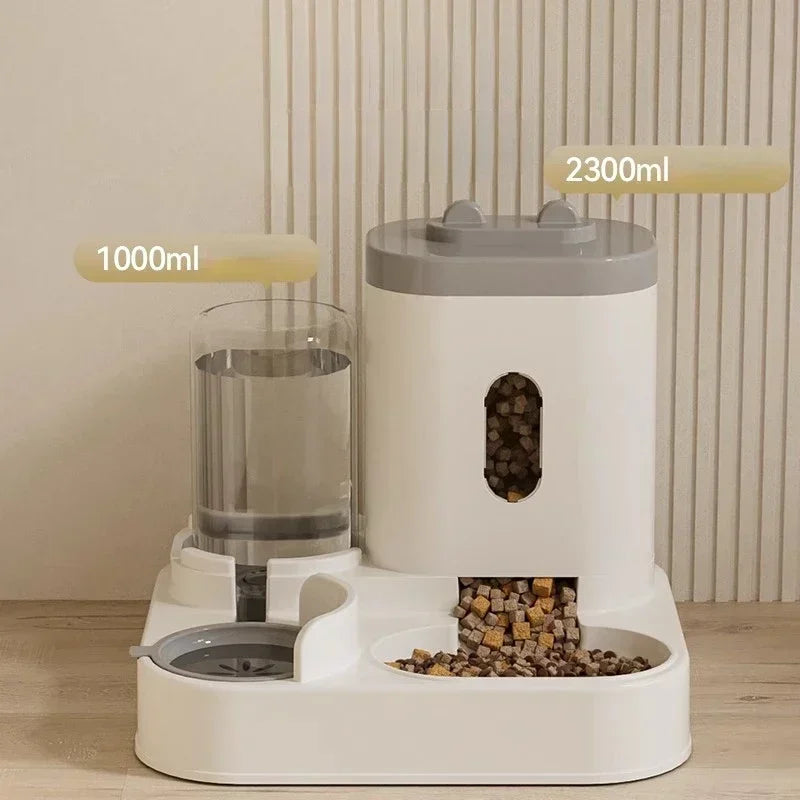 Large Capacity Automatic Feeder Pet Food Bowl with Water Fountain