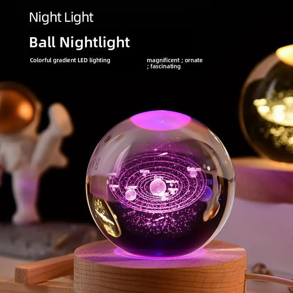 3D Crystal Moon Planet Galaxy Decor