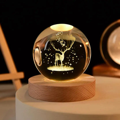 3D Crystal Moon Planet Galaxy Decor