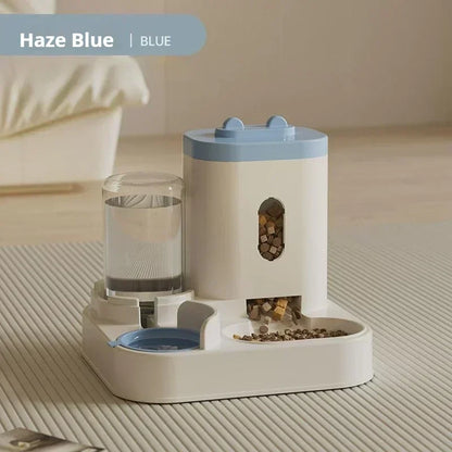 Large Capacity Automatic Feeder Pet Food Bowl with Water Fountain