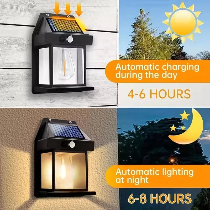 Outdoor Solar Tungsten Wall Light with Motion Senso
