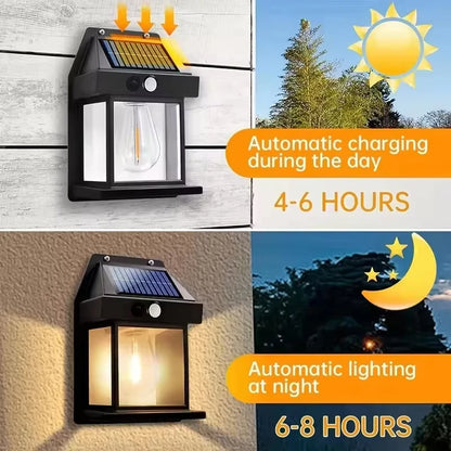 Outdoor Solar Tungsten Wall Light with Motion Senso