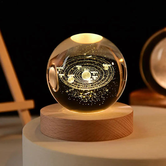 3D Crystal Moon Planet Galaxy Decor