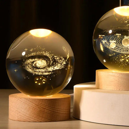 3D Crystal Moon Planet Galaxy Decor