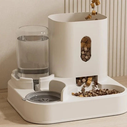 Large Capacity Automatic Feeder Pet Food Bowl with Water Fountain