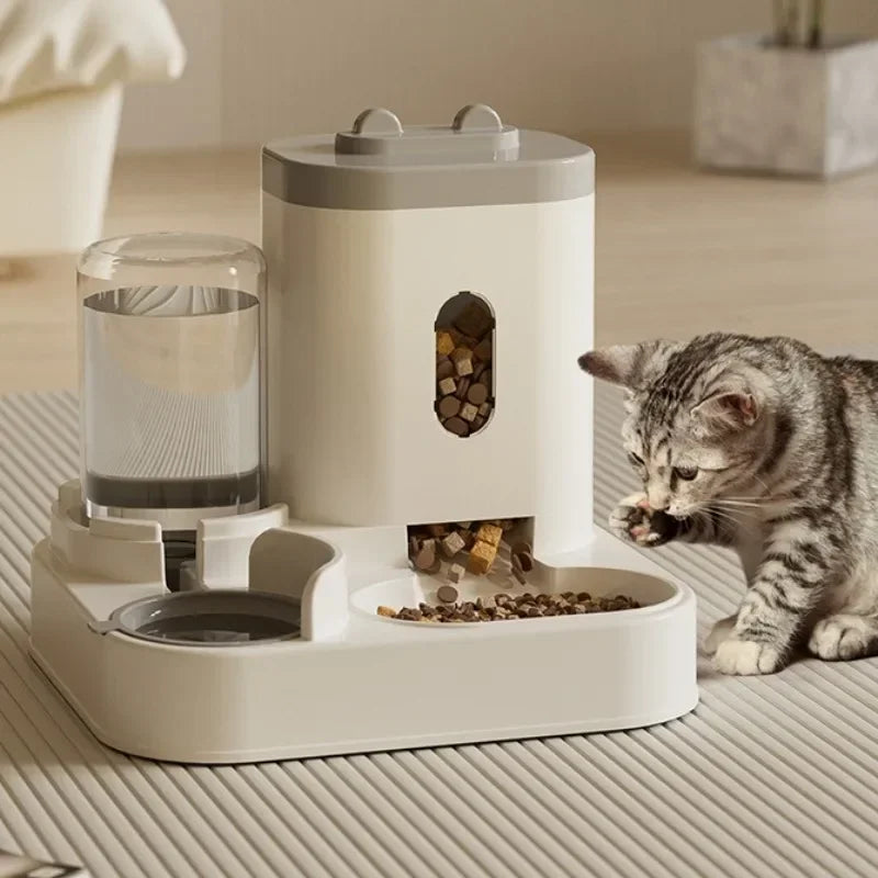 Large Capacity Automatic Feeder Pet Food Bowl with Water Fountain