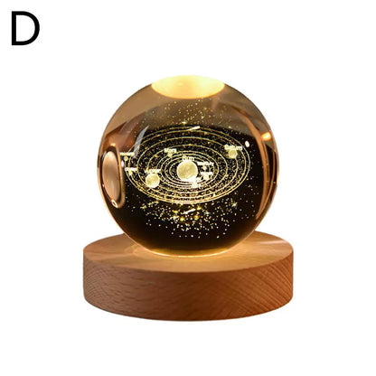 3D Crystal Moon Planet Galaxy Decor