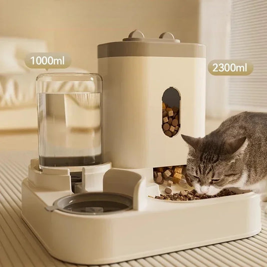 Large Capacity Automatic Feeder Pet Food Bowl with Water Fountain