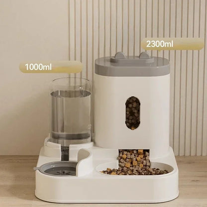 Large Capacity Automatic Feeder Pet Food Bowl with Water Fountain
